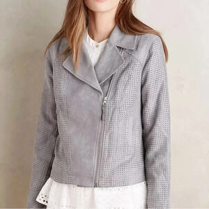 Anthropologie Hei Hei vegan suede Moto jacket Gray Women’s Small Faux suede